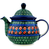 Polish Pottery Tea or Coffee Pot 6 cups Harlequin UNIKAT