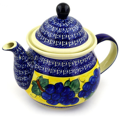 Polish Pottery Tea or Coffee Pot 6 cups Tuscan Grapes