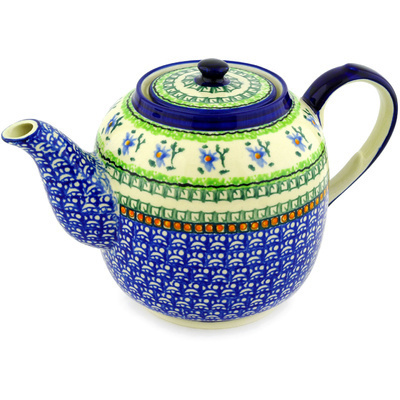 Polish Pottery Tea or Coffee Pot 60 oz Purple Iris