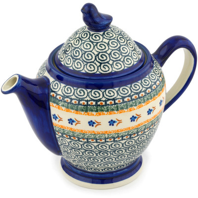 Polish Pottery Tea or Coffee Pot 62 oz Tiny Daisy Dots