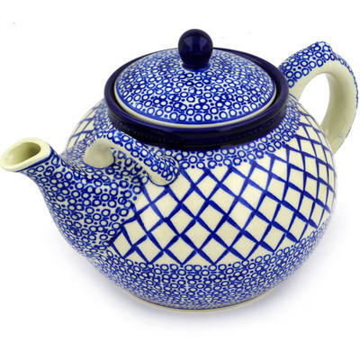 Polish Pottery Tea or Coffee Pot 7 cups Blue Harmony