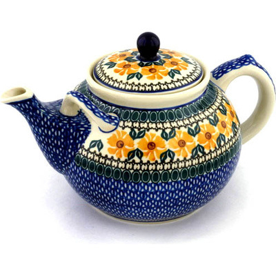 Polish Pottery Tea or Coffee Pot 7 cups Golden Medley