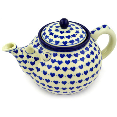 Polish Pottery Tea or Coffee Pot 7 cups Hearts Delight