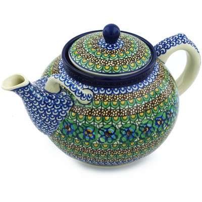 Polish Pottery Tea or Coffee Pot 7 cups Mardi Gras UNIKAT