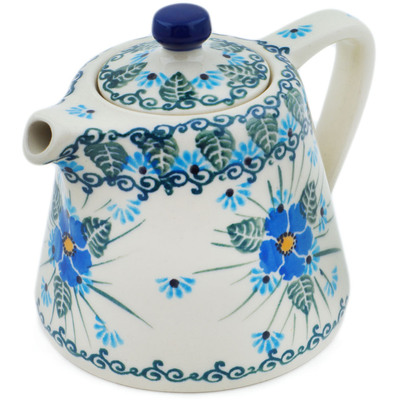 Polish Pottery Tea or Coffee Pot 9 oz Forget Me Not UNIKAT
