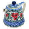 Polish Pottery Tea or Coffee Pot 9 oz Red Pansy