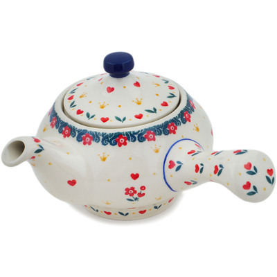 Polish Pottery Tea Pot with Sifter 15 oz Cute As A Button UNIKAT