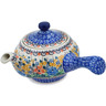 Polish Pottery Tea Pot with Sifter 15 oz Golden Daisies UNIKAT