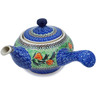 Polish Pottery Tea Pot with Sifter 15 oz Tulip Wreath UNIKAT