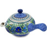 Polish Pottery Tea Pot with Sifter 15 oz Wind Blown Blue Bells UNIKAT