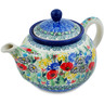 Polish Pottery Tea Pot with Sifter 27 oz Polish Garden UNIKAT