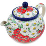 Polish Pottery Tea Pot with Sifter 27 oz Spring Blossom Harmony UNIKAT