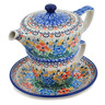 Polish Pottery Tea Set for One 13 oz Golden Daisies UNIKAT