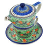 Polish Pottery Tea Set for One 13 oz Tulip Wreath UNIKAT