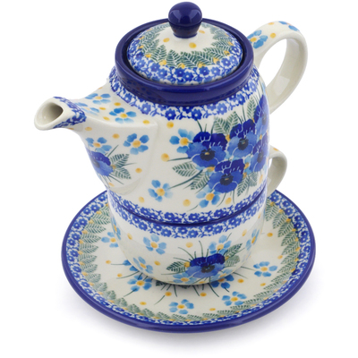 Polish Pottery Tea Set for One 17 oz Blue Dreams