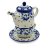 Polish Pottery Tea Set for One 17 oz Blue Spring