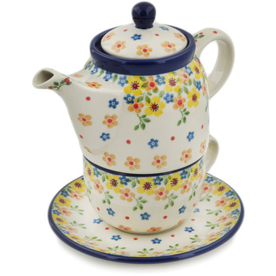 Polish Pottery Tea Set for One 17 oz Country Spring