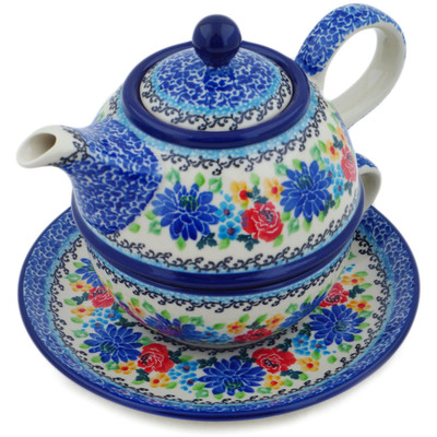 Polish Pottery Tea Set for One 22 oz Floweret