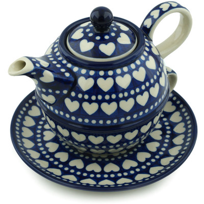 Polish Pottery Tea Set for One 22 oz Heart To Heart