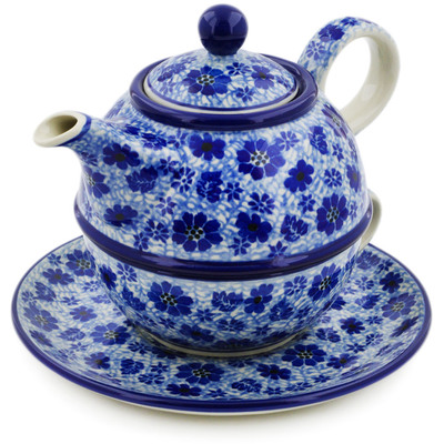 Polish Pottery Tea Set for One 22 oz Misty Dragonfly