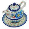 Polish Pottery Tea Set for One 22 oz Springtime Flowers Bouquet UNIKAT