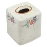 Polish Pottery Tissue Box Cover 6&quot; Rustic Field Flowers Red