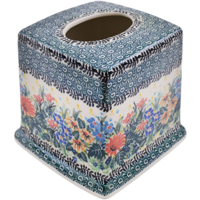 Polish Pottery Tissue Box Cover 6&quot; Superb Composition UNIKAT