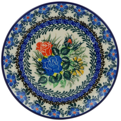 Polish Pottery Toast Plate Beautiful Blue Meadow UNIKAT