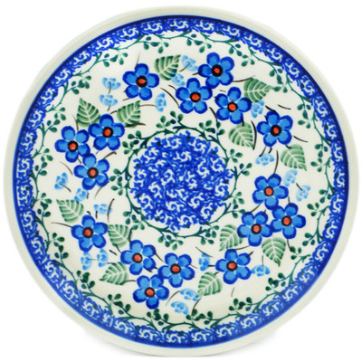 Polish Pottery Toast Plate Blue Blossom