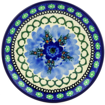 Polish Pottery Toast Plate Blue Delight UNIKAT