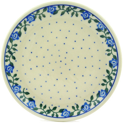 Polish Pottery Toast Plate Blue Rose Vine