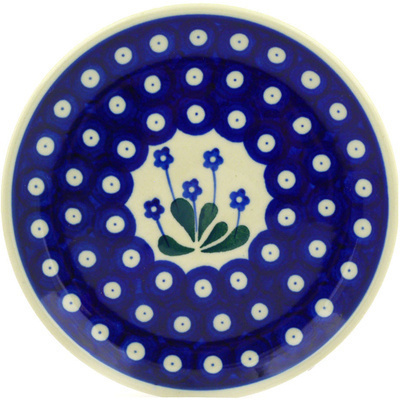 Polish Pottery Toast Plate Forget-me-not Peacock