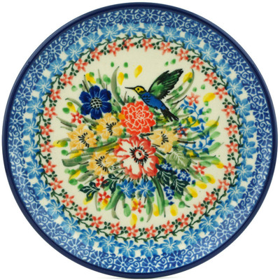 Polish Pottery Toast Plate Hummingbird Meadow UNIKAT