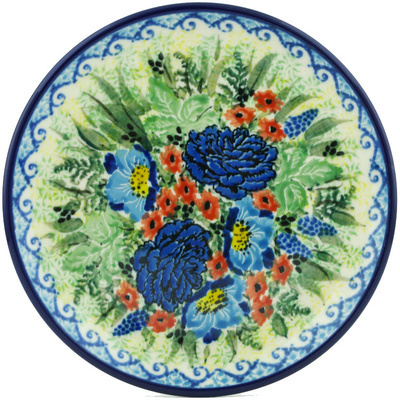 Polish Pottery Toast Plate Joyful Blue UNIKAT
