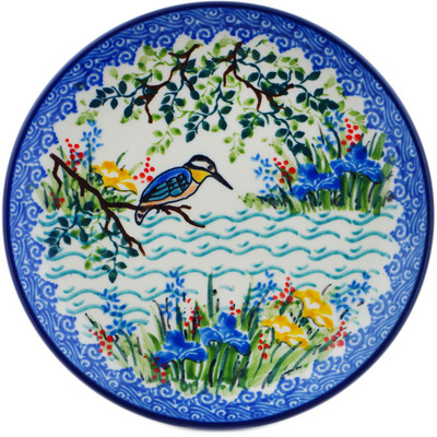 Polish Pottery Toast Plate Kingfisher Bird UNIKAT