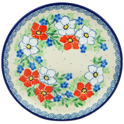 Polish Pottery Toast Plate Lovely Hibiscus UNIKAT