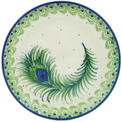 Polish Pottery Toast Plate Majestic Peacock