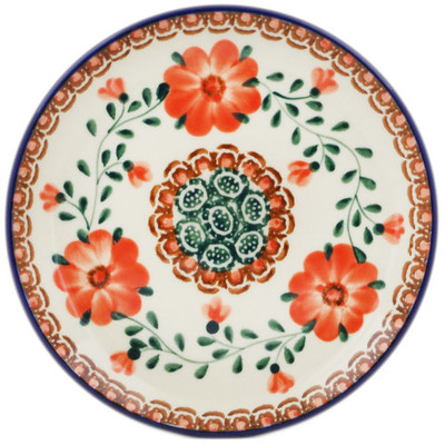 Polish Pottery Toast Plate Orange Poppies