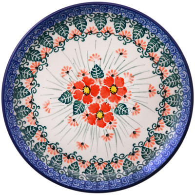 Polish Pottery Toast Plate Pink Forget Me Not UNIKAT
