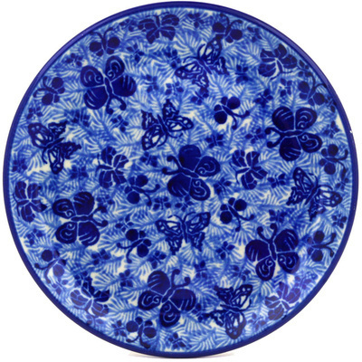Polish Pottery Toast Plate Sapphire Butterfly