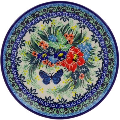 Polish Pottery Toast Plate Spring Floral Garland UNIKAT