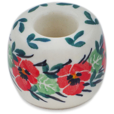 Polish Pottery Toothbrush Holder 2&quot; Red Pansy