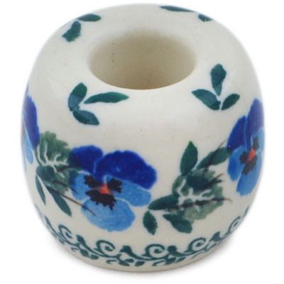 Polish Pottery Toothbrush Holder 2&quot; Sweet Blue Spring