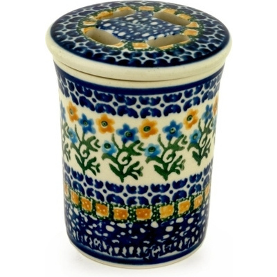 Polish Pottery Toothbrush Holder 4&quot; Field Of Wildflowers