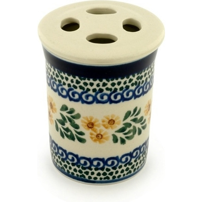 Polish Pottery Toothbrush Holder 4&quot; Summer Day