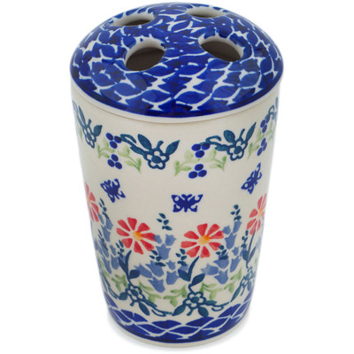 Polish Pottery Toothbrush Holder 5&quot; Last Summer Flowers