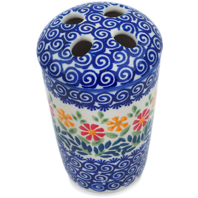 Polish Pottery Toothbrush Holder 5&quot; Wave Of Flowers