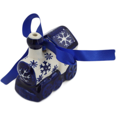 Polish Pottery Train Ornament 2&quot; Winter Butterfly