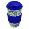 Polish Pottery Travel Coffee Mug Fern Frenzy UNIKAT