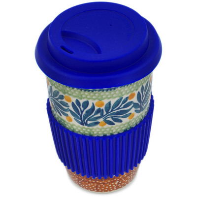 Polish Pottery Travel Coffee Mug Lemon Tree